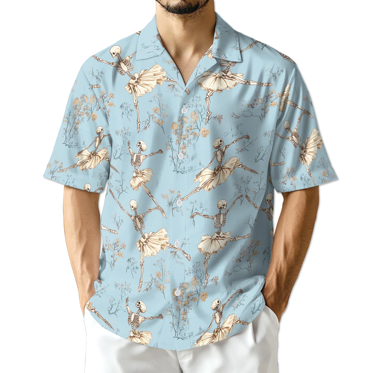 Azhawaiian Dancing Skeleton Hawaiian Shirt for Men
