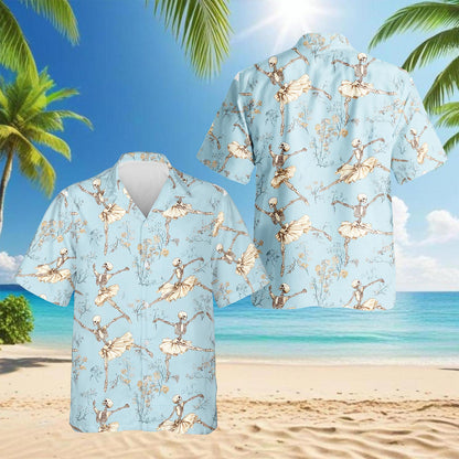 Dancing Skeleton Hawaiian Shirt for Men, Button Down Aloha Shirt - Azhawaiian