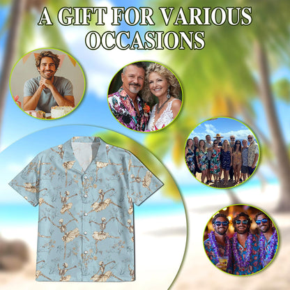 Dancing Skeleton Hawaiian Shirt for Men, Button Down Aloha Shirt - Azhawaiian