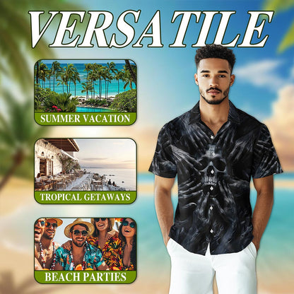 Dark Skull Hawaiian Shirt for Men, Button Down Aloha Shirt - Azhawaiian