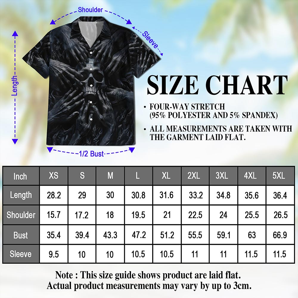 Dark Skull Hawaiian Shirt for Men, Button Down Aloha Shirt - Azhawaiian