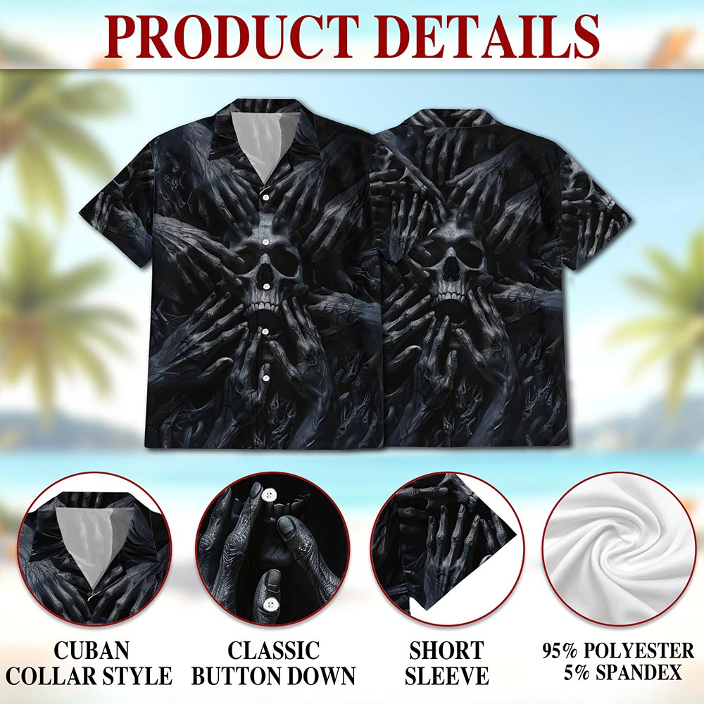 Dark Skull Hawaiian Shirt for Men, Button Down Aloha Shirt - Azhawaiian