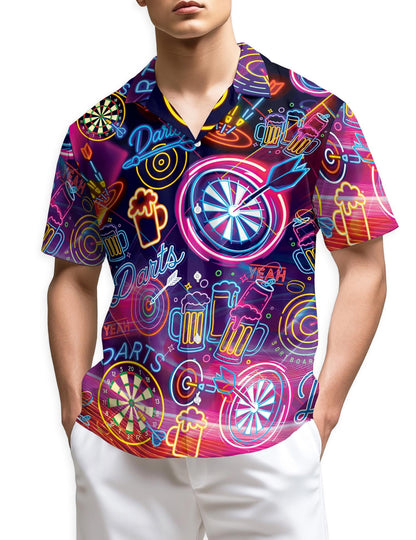 Azhawaiian Darts Beer Neon Hawaiian Shirt for Men