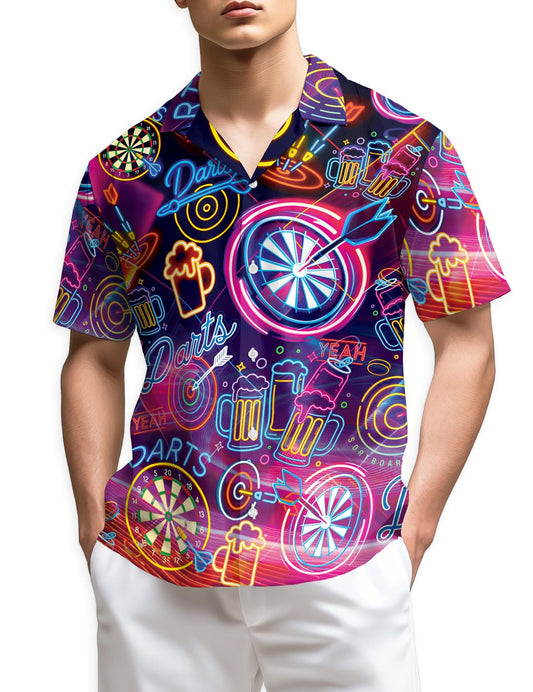 Azhawaiian Darts Beer Neon Hawaiian Shirt for Men