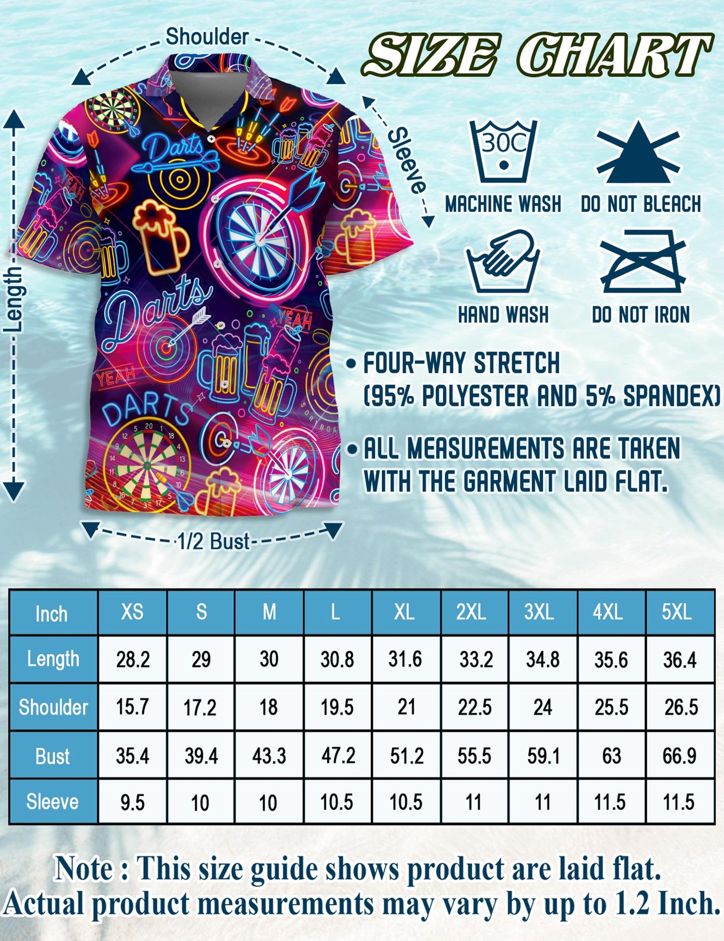 Darts Beer Neon Hawaiian Shirt for Men, Button Down Aloha Shirt - Azhawaiian