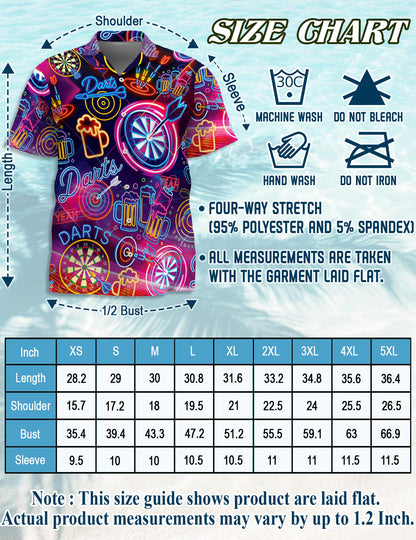 Darts Beer Neon Hawaiian Shirt for Men, Button Down Aloha Shirt - Azhawaiian
