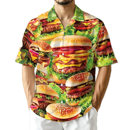Azhawaiian Delicious Hamburger Hawaiian Shirt for Men