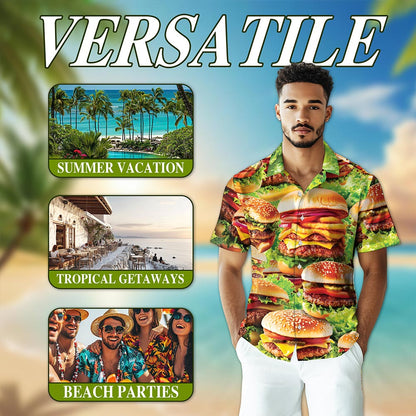 Delicious Hamburger Hawaiian Shirt for Men, Button Down Aloha Shirt - Azhawaiian