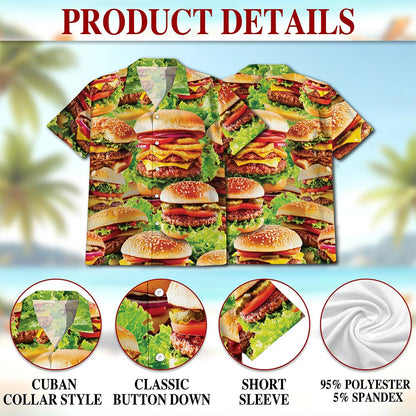 Delicious Hamburger Hawaiian Shirt for Men, Button Down Aloha Shirt - Azhawaiian