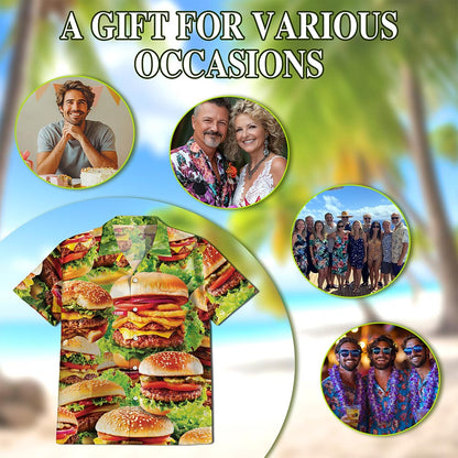 Delicious Hamburger Hawaiian Shirt for Men, Button Down Aloha Shirt - Azhawaiian