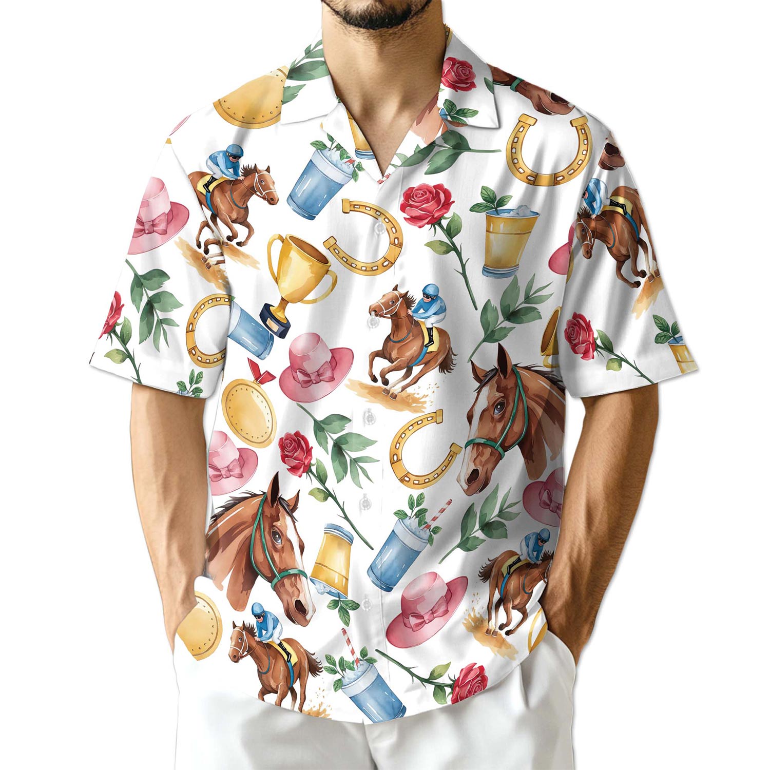 Azhawaiian Derby Horse Hawaiian Shirt for Men