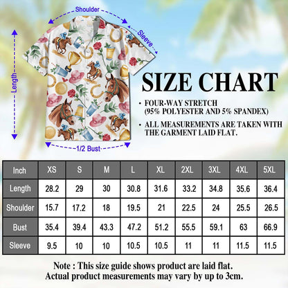 Derby Horse Hawaiian Shirt for Men, Button Down Aloha Shirt - Azhawaiian