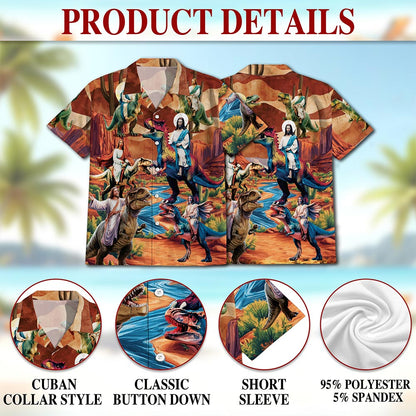 Dinosaur Hawaiian Shirt for Men, Button Down Aloha Shirt - Azhawaiian