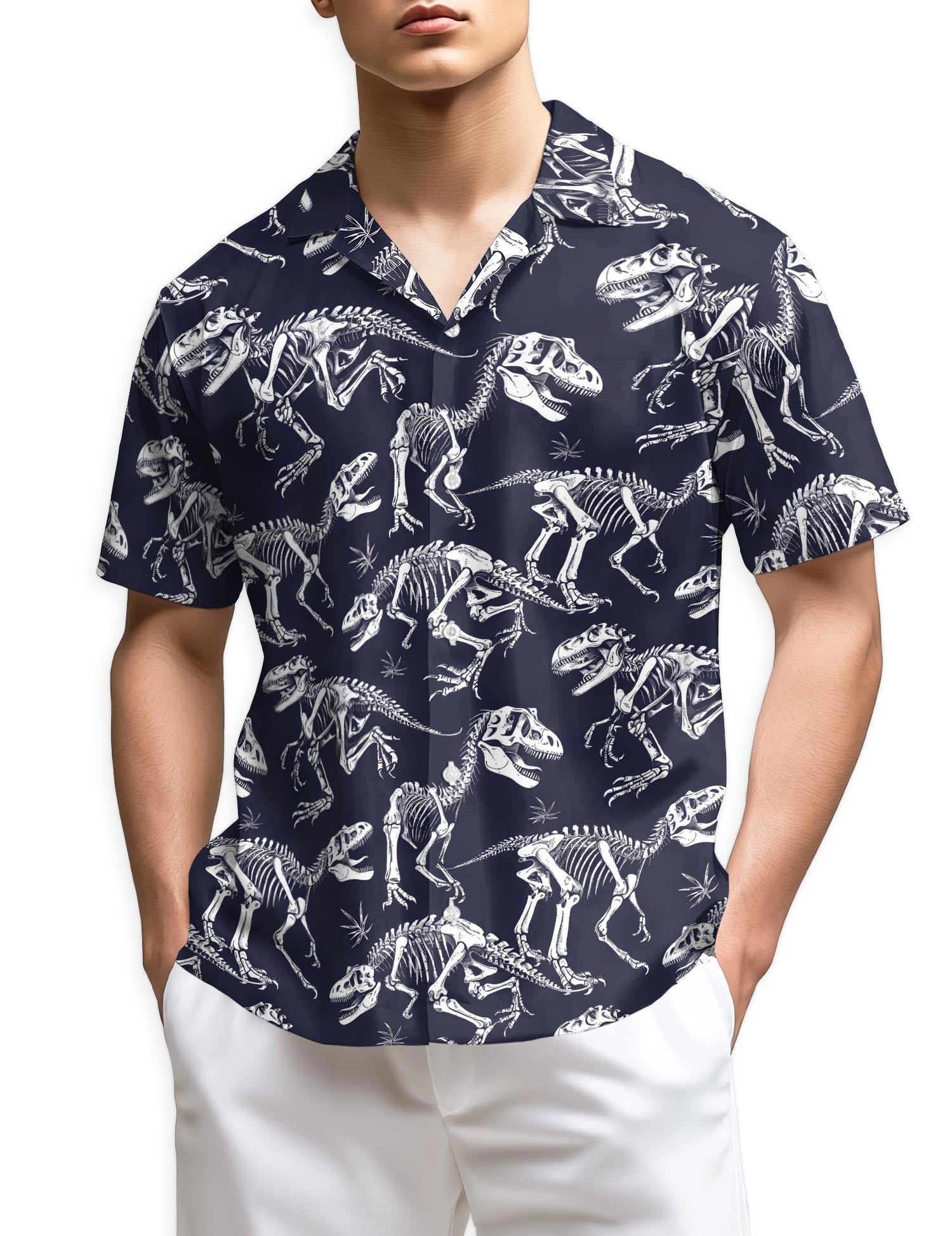 Azhawaiian Dinosaur Skeleton Hawaiian Shirt for Men
