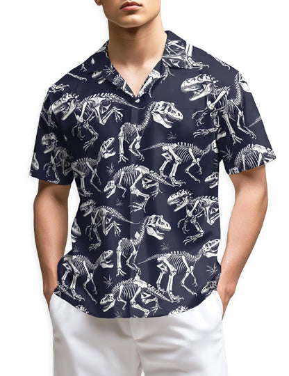 Azhawaiian Dinosaur Skeleton Hawaiian Shirt for Men