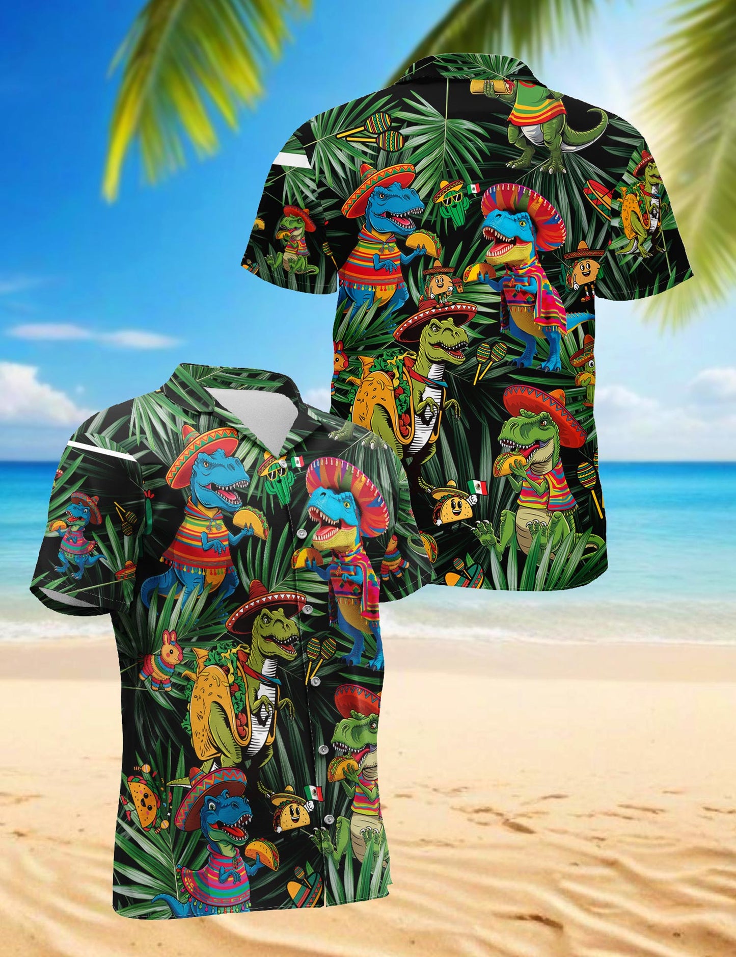 Dinosaurs Taco Hawaiian Shirt for Men, Button Down Aloha Shirt - Azhawaiian