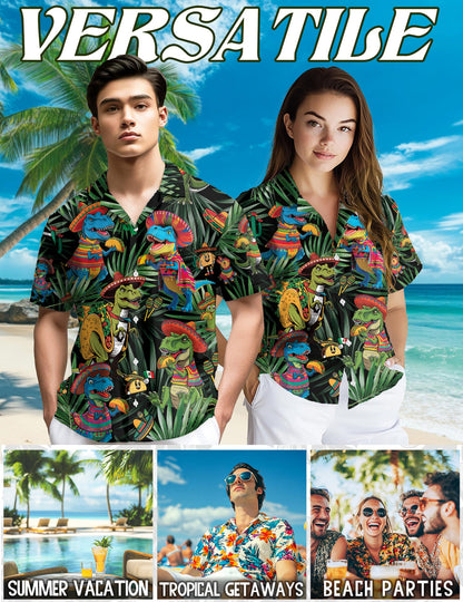 Dinosaurs Taco Hawaiian Shirt for Men, Button Down Aloha Shirt - Azhawaiian