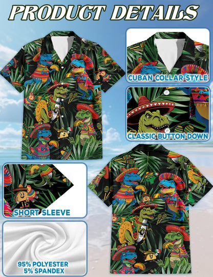 Dinosaurs Taco Hawaiian Shirt for Men, Button Down Aloha Shirt - Azhawaiian