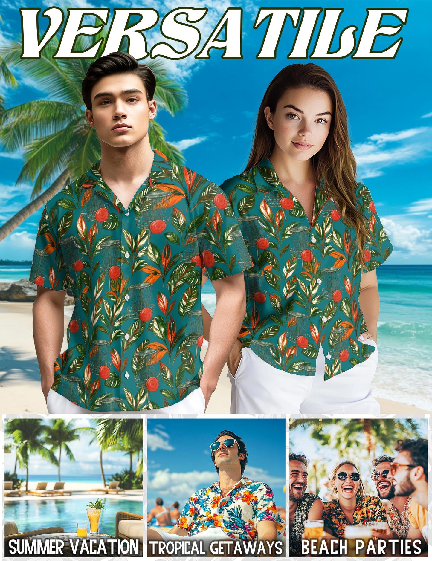 Disc Golf Hawaiian Shirt for Men, Button Down Aloha Shirt - Azhawaiian