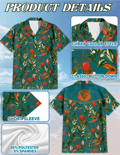 Disc Golf Hawaiian Shirt for Men, Button Down Aloha Shirt - Azhawaiian