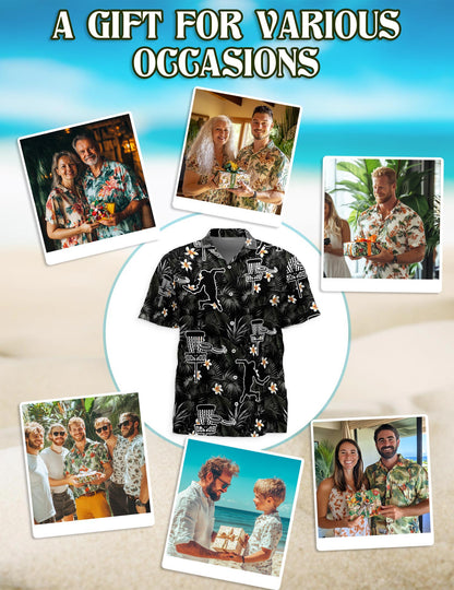 Disc Golf Tropical Flowers Hawaiian Shirt for Men, Button Down Aloha Shirt - Azhawaiian