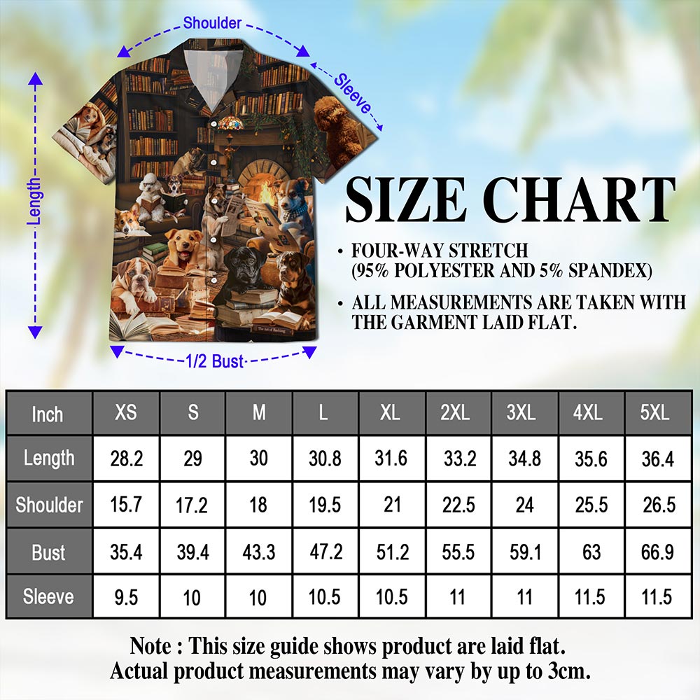 Dog Reading Book Hawaiian Shirt for Men, Button Down Aloha Shirt - Azhawaiian