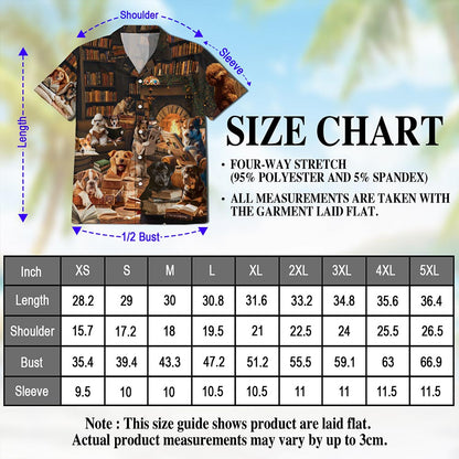 Dog Reading Book Hawaiian Shirt for Men, Button Down Aloha Shirt - Azhawaiian
