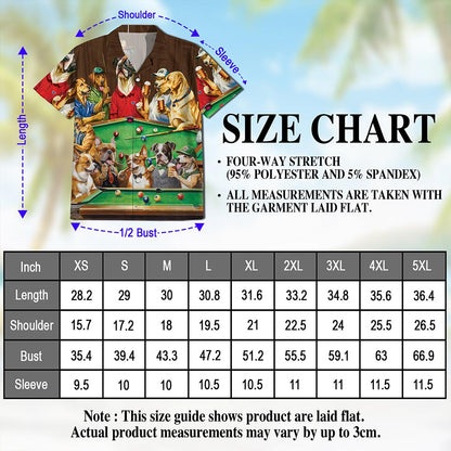 Dogs Playing Billiard Pool Hawaiian Shirt for Men, Button Down Aloha Shirt - Azhawaiian