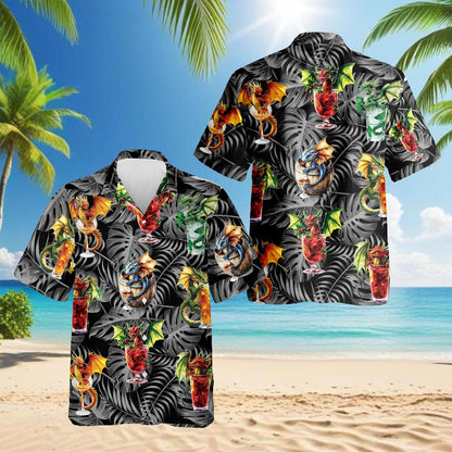 Dragon Cocktail Hawaiian Shirt for Men, Button Down Aloha Shirt - Azhawaiian
