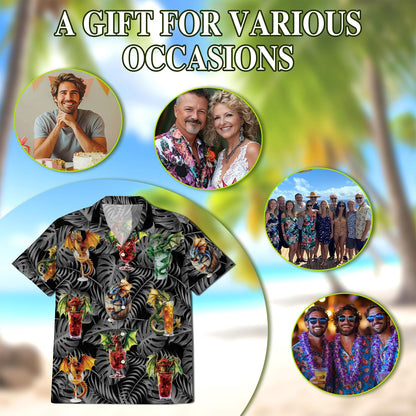 Dragon Cocktail Hawaiian Shirt for Men, Button Down Aloha Shirt - Azhawaiian