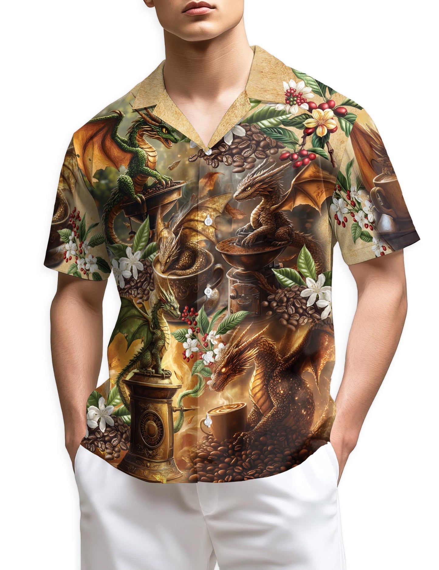 Azhawaiian Dragon Coffee Lovers Hawaiian Shirt for Men