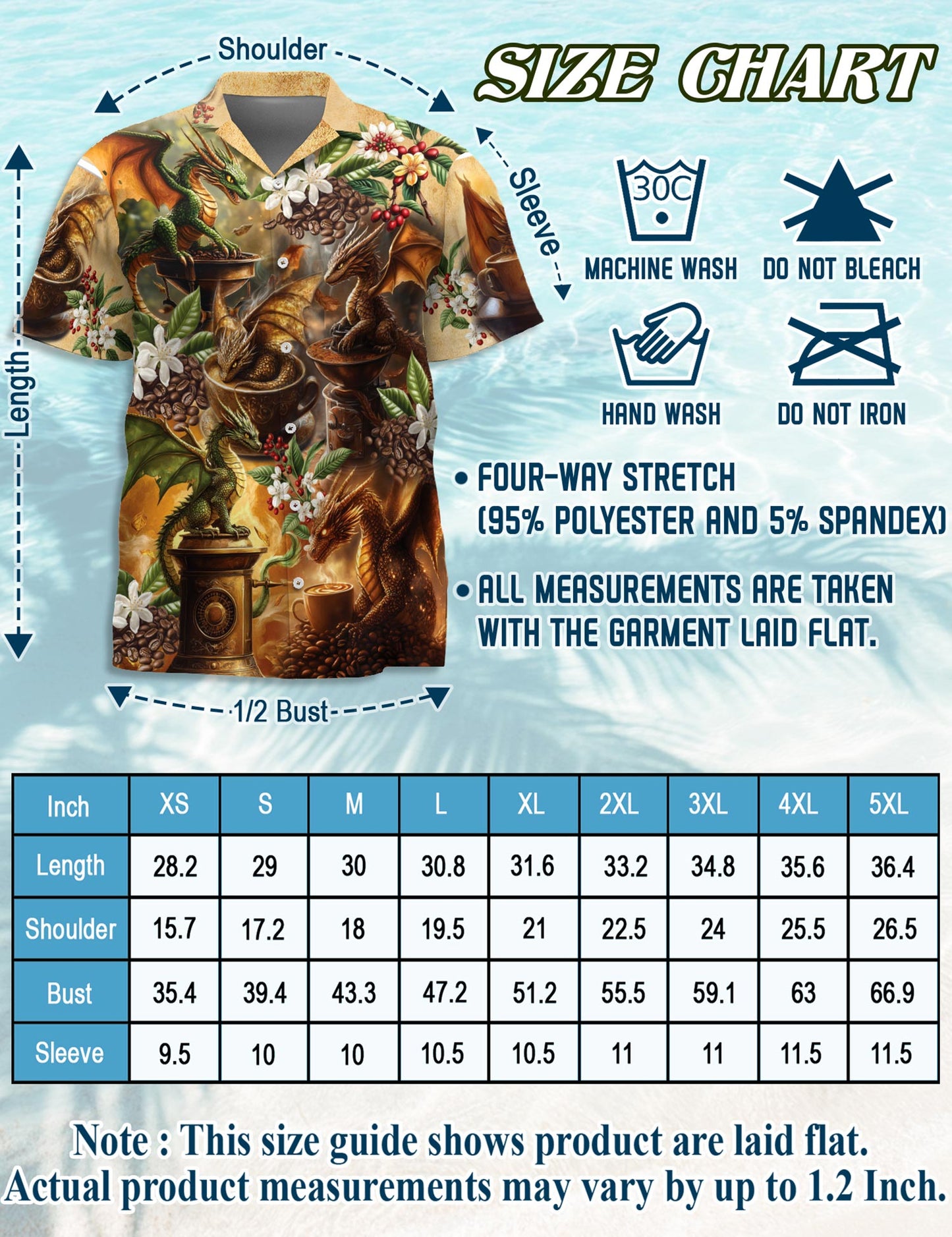 Dragon Coffee Lovers Hawaiian Shirt for Men, Button Down Aloha Shirt - Azhawaiian