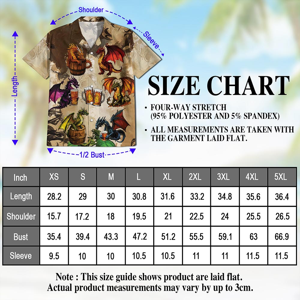 Dragon Drinks Beer Hawaiian Shirt for Men, Button Down Aloha Shirt - Azhawaiian
