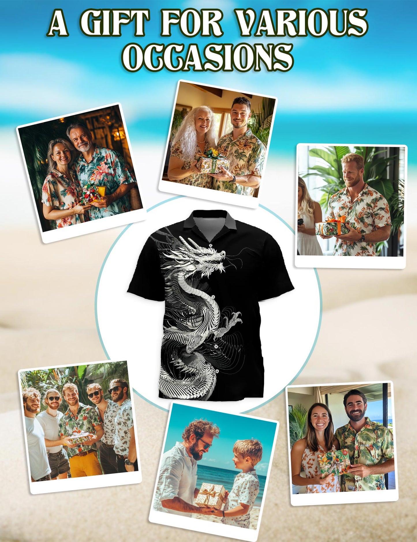 Dragon Hawaiian Shirt for Men, Button Down Aloha Shirt - Azhawaiian
