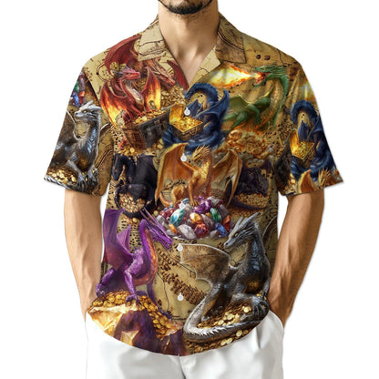 Dragon Treasure Hawaiian Shirt for Men, Button Down Aloha Shirt - Azhawaiian