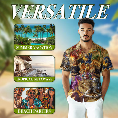 Dragon Treasure Hawaiian Shirt for Men, Button Down Aloha Shirt - Azhawaiian