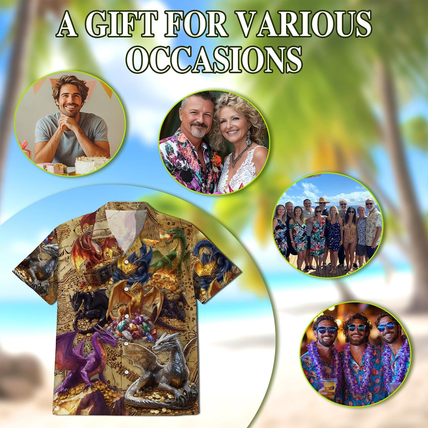 Dragon Treasure Hawaiian Shirt for Men, Button Down Aloha Shirt - Azhawaiian
