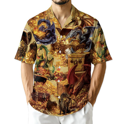 Azhawaiian Dragon and Treasure Hawaiian Shirt for Men