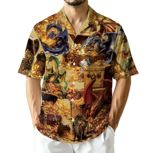 Azhawaiian Dragon and Treasure Hawaiian Shirt for Men