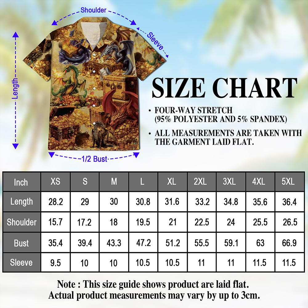Dragon and Treasure Hawaiian Shirt for Men, Button Down Aloha Shirt - Azhawaiian