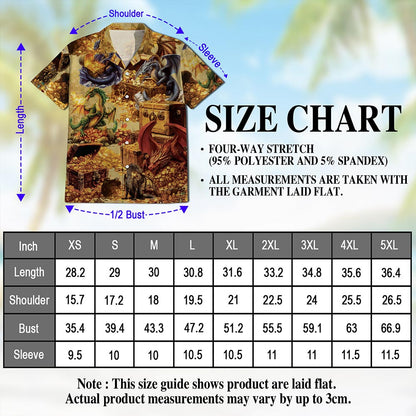 Dragon and Treasure Hawaiian Shirt for Men, Button Down Aloha Shirt - Azhawaiian