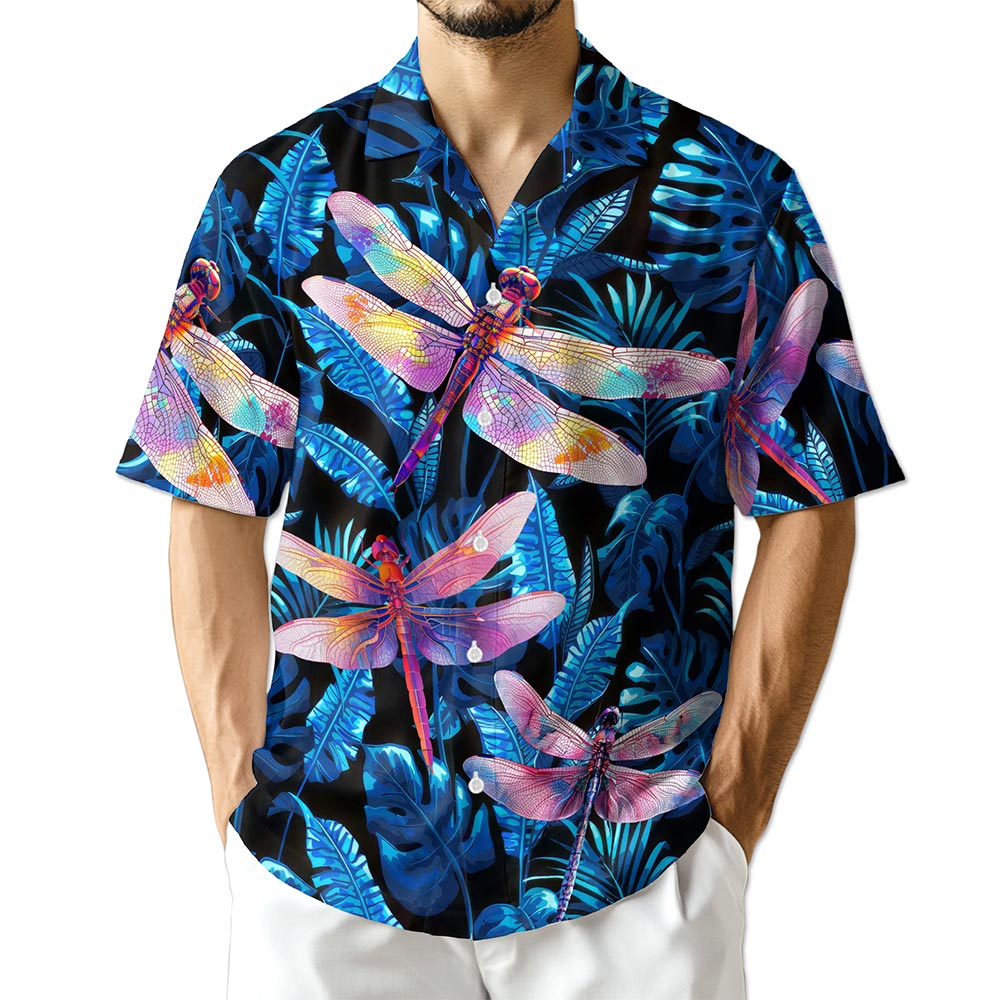 Azhawaiian Dragonfly Blue Hawaiian Shirt for Men