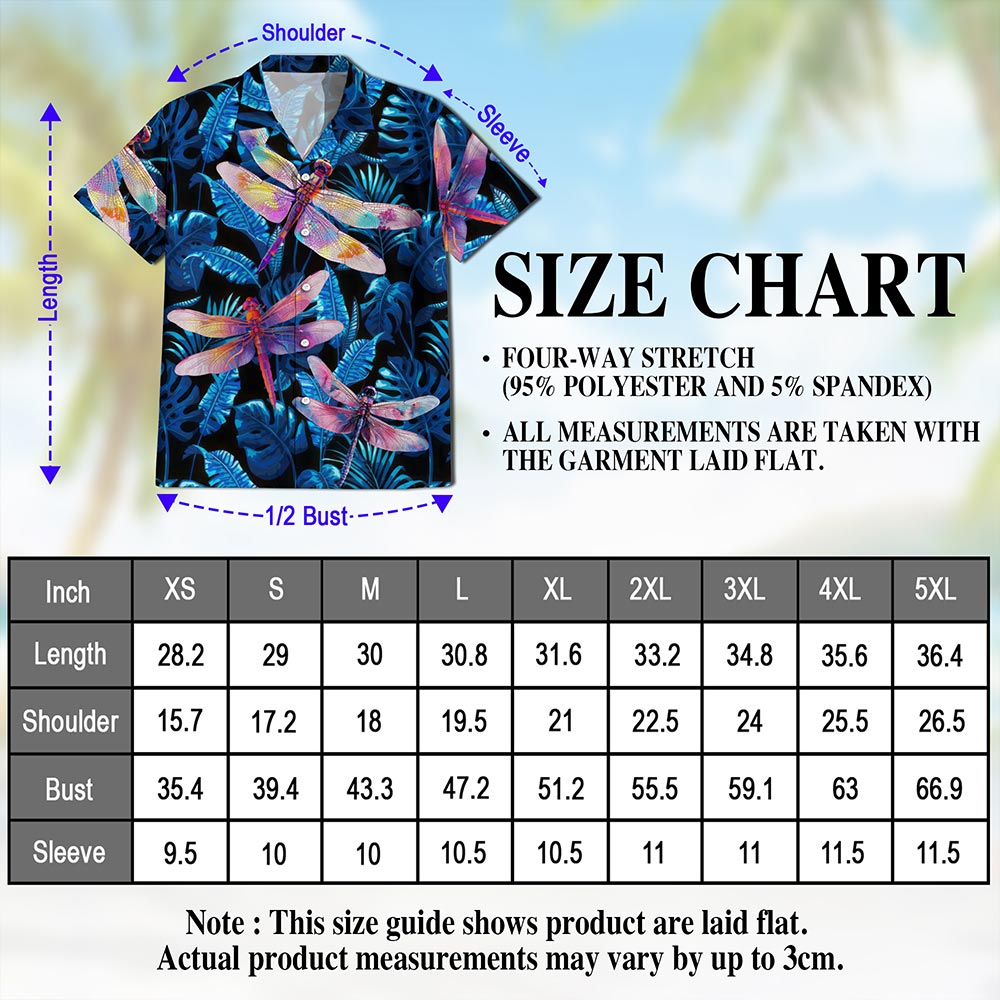Dragonfly Blue Hawaiian Shirt for Men, Button Down Aloha Shirt - Azhawaiian