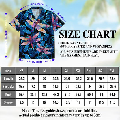 Dragonfly Blue Hawaiian Shirt for Men, Button Down Aloha Shirt - Azhawaiian