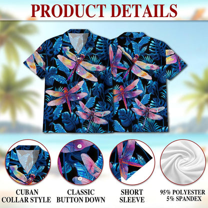 Dragonfly Blue Hawaiian Shirt for Men, Button Down Aloha Shirt - Azhawaiian