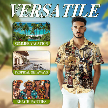Drinking Rum Hawaiian Shirt for Men, Button Down Aloha Shirt - Azhawaiian