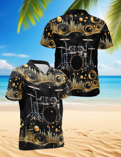 Drum Hawaiian Shirt for Men, Button Down Aloha Shirt - Azhawaiian