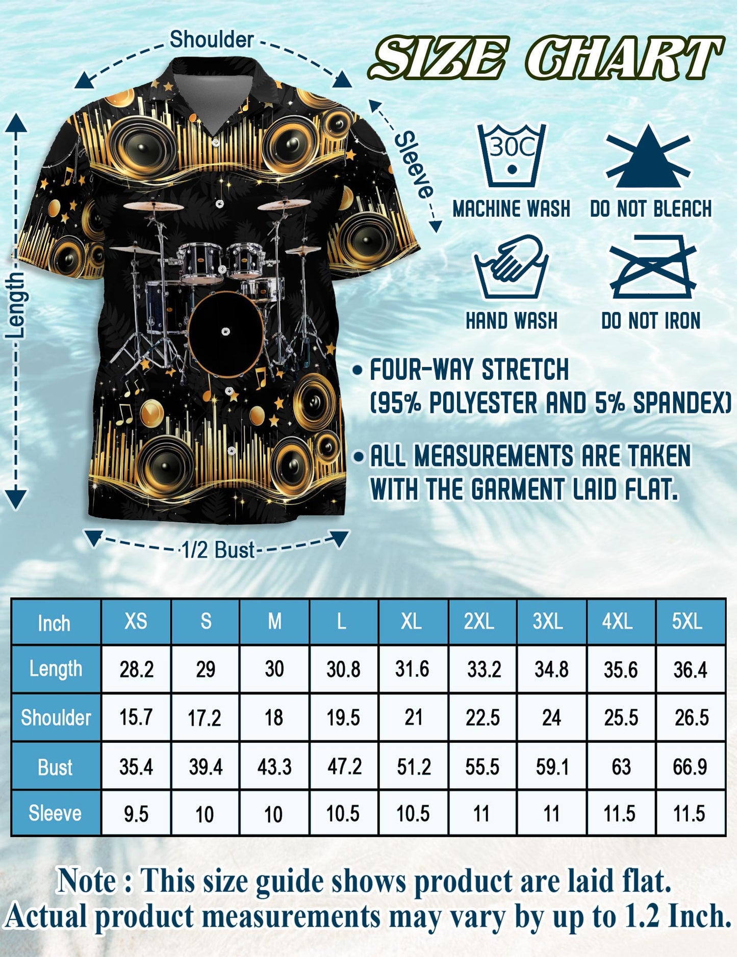 Drum Hawaiian Shirt for Men, Button Down Aloha Shirt - Azhawaiian