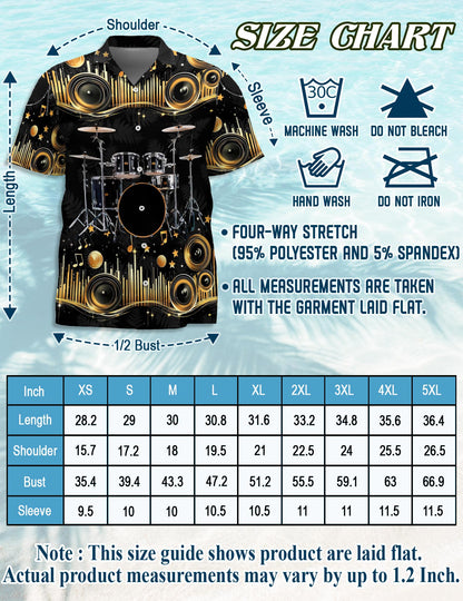 Drum Hawaiian Shirt for Men, Button Down Aloha Shirt - Azhawaiian