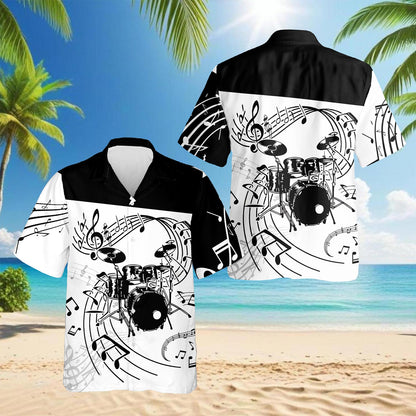 Drums For Music Hawaiian Shirt for Men, Button Down Aloha Shirt - Azhawaiian